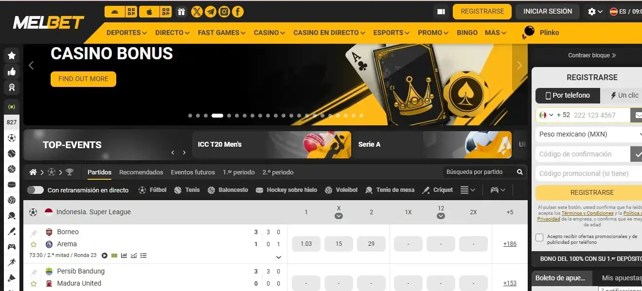 MelBet registro desde la web